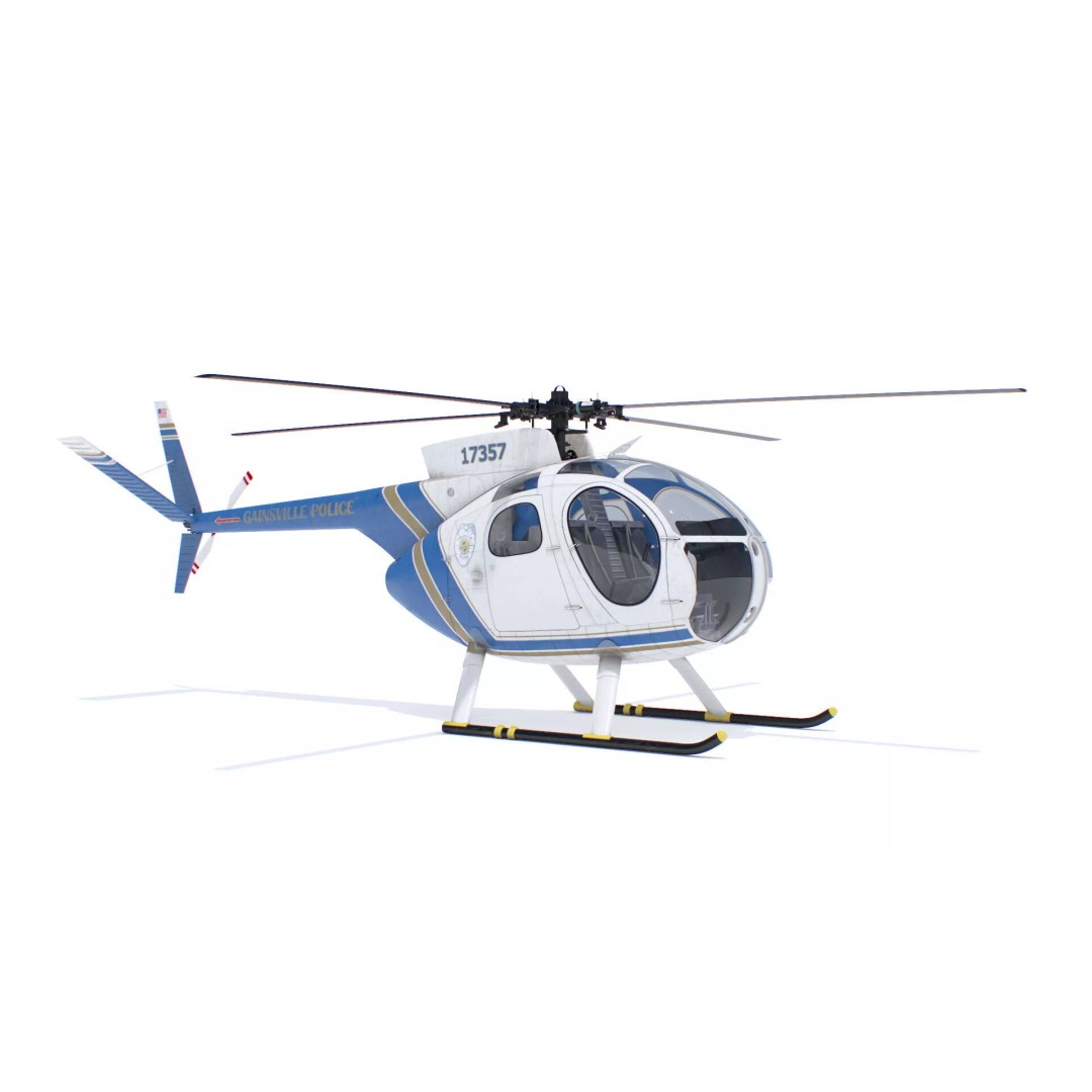 Hughes OH-6 Police Surveillance Helicopter 3D Model – PBR Game-Ready FBX - View 2