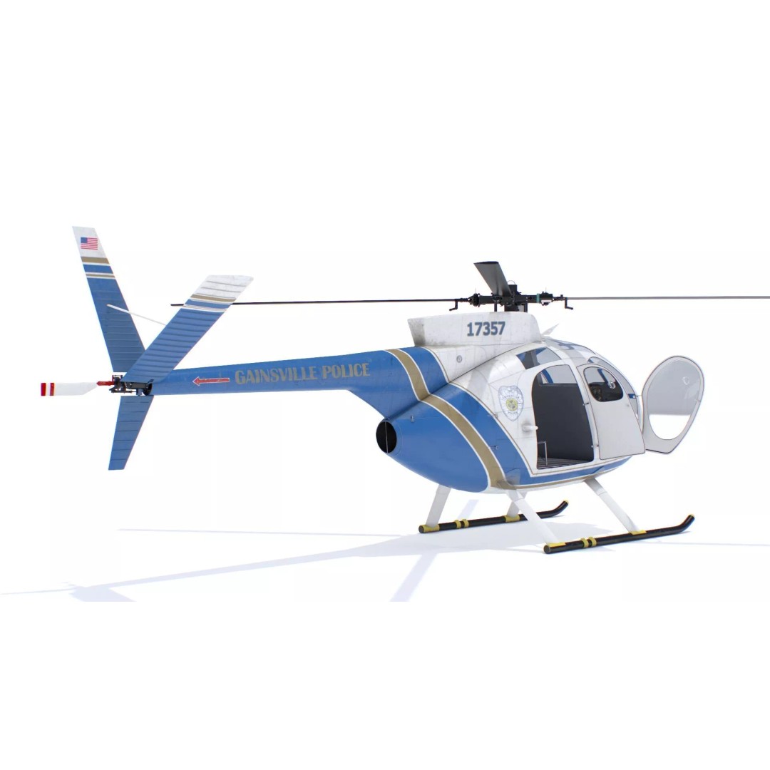 Hughes OH-6 Police Surveillance Helicopter 3D Model – PBR Game-Ready FBX - View 21