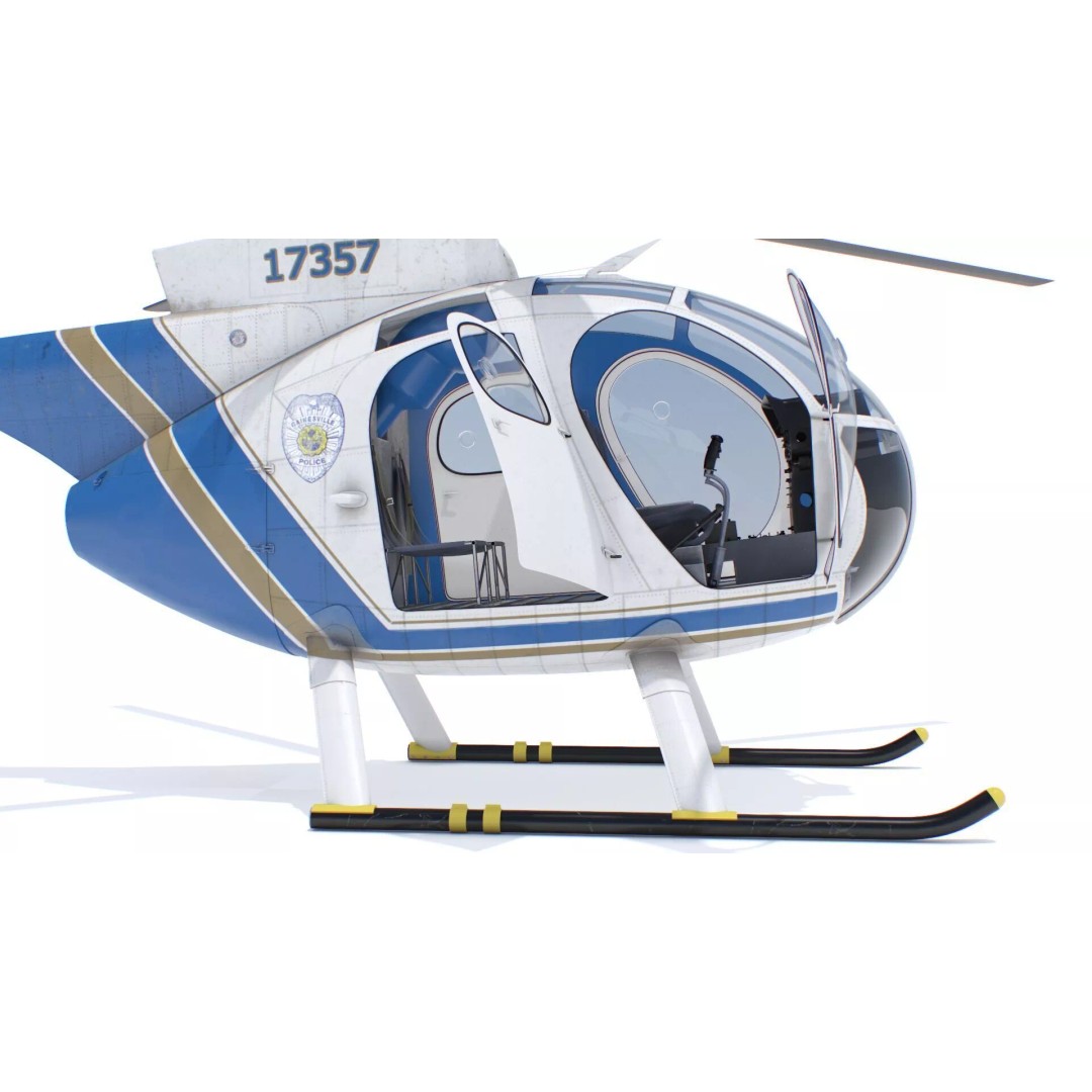 Hughes OH-6 Police Surveillance Helicopter 3D Model – PBR Game-Ready FBX - View 22