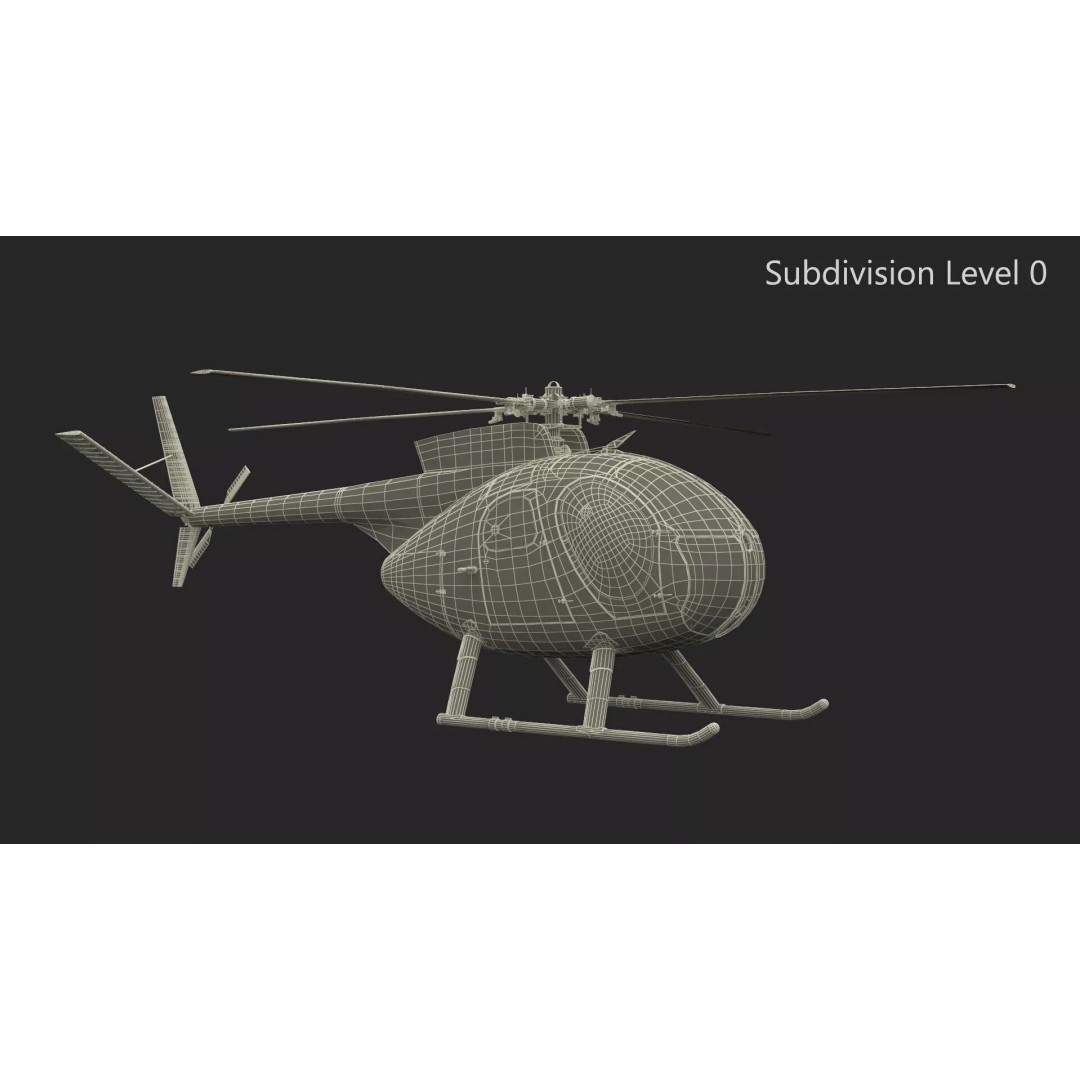 Hughes OH-6 Police Surveillance Helicopter 3D Model – PBR Game-Ready FBX - View 28