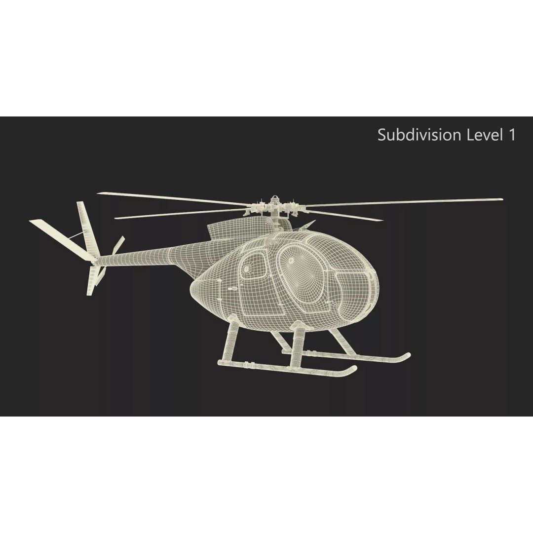 Hughes OH-6 Police Surveillance Helicopter 3D Model – PBR Game-Ready FBX - View 29