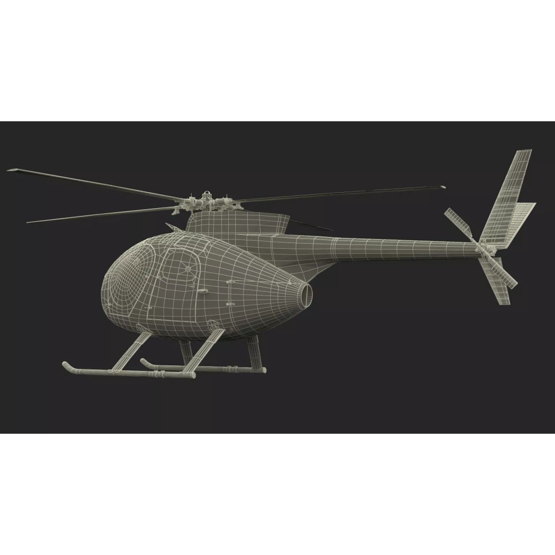 Hughes OH-6 Police Surveillance Helicopter 3D Model – PBR Game-Ready FBX - View 33