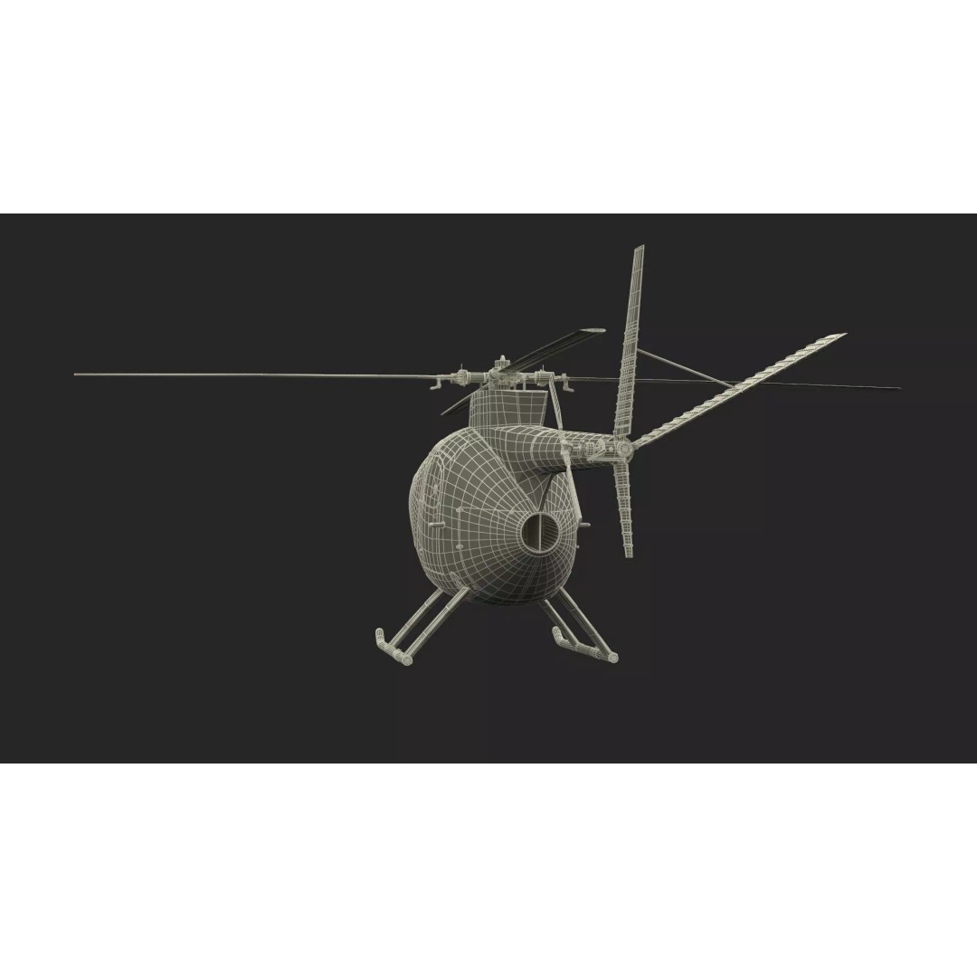 Hughes OH-6 Police Surveillance Helicopter 3D Model – PBR Game-Ready FBX - View 34
