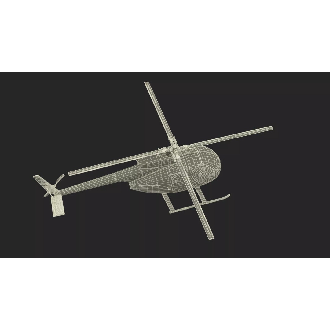 Hughes OH-6 Police Surveillance Helicopter 3D Model – PBR Game-Ready FBX - View 35
