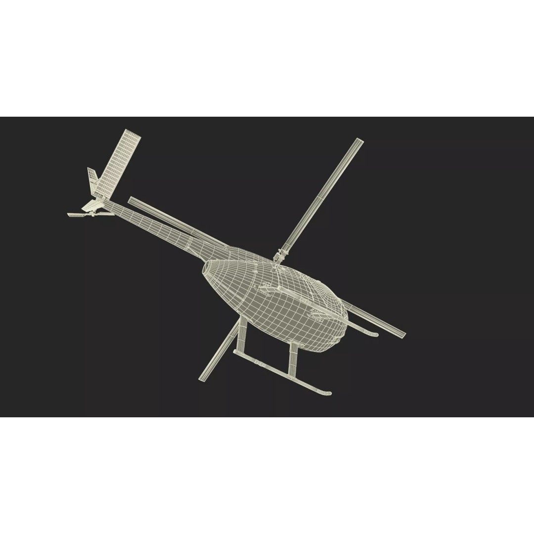 Hughes OH-6 Police Surveillance Helicopter 3D Model – PBR Game-Ready FBX - View 36