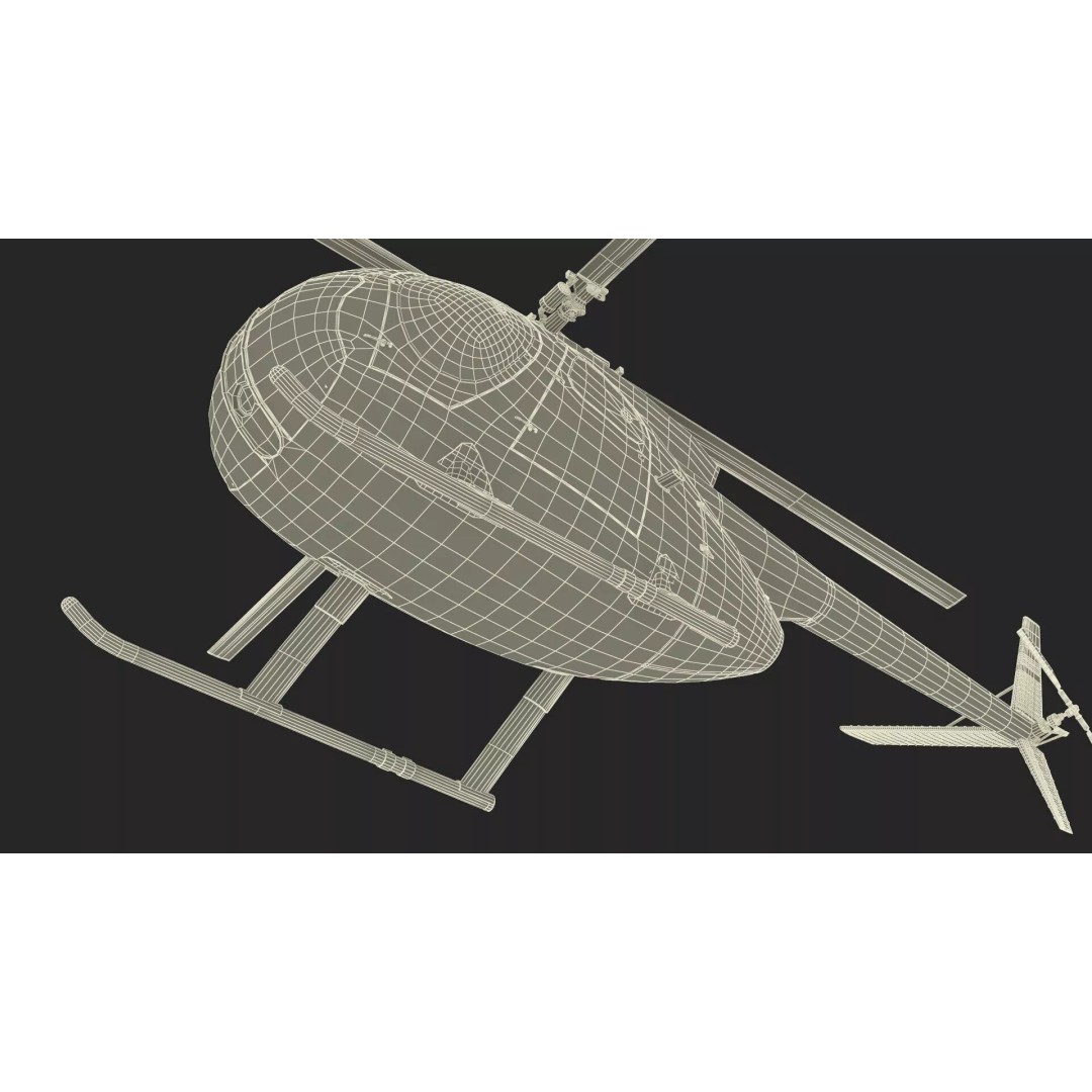 Hughes OH-6 Police Surveillance Helicopter 3D Model – PBR Game-Ready FBX - View 37