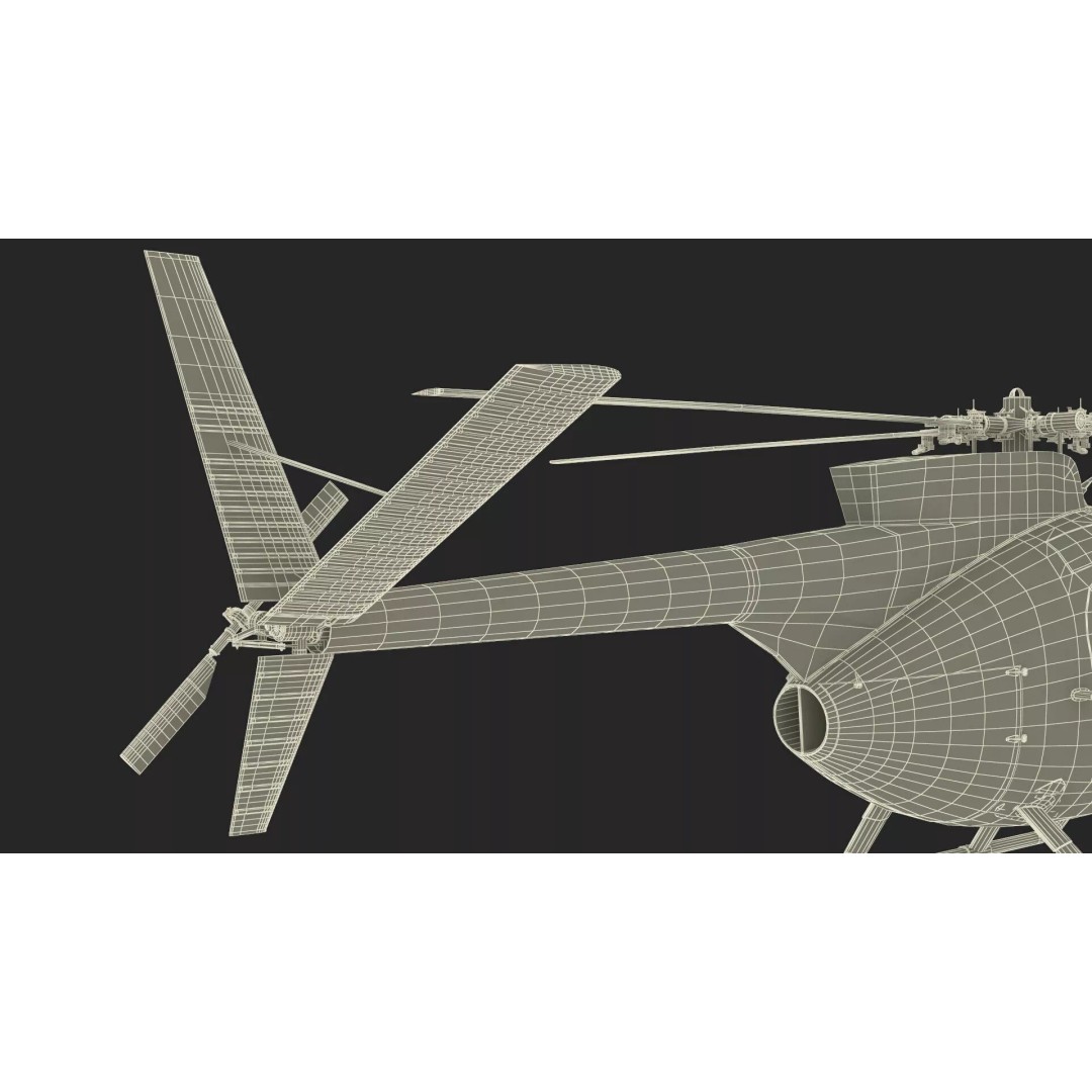 Hughes OH-6 Police Surveillance Helicopter 3D Model – PBR Game-Ready FBX - View 38