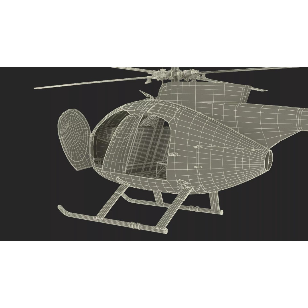 Hughes OH-6 Police Surveillance Helicopter 3D Model – PBR Game-Ready FBX - View 42