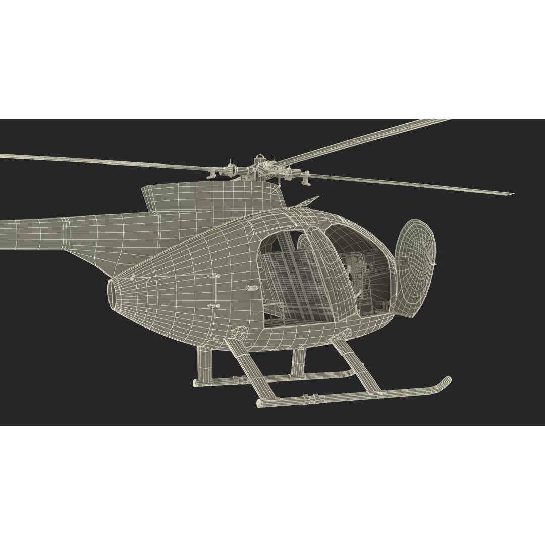 Hughes OH-6 Police Surveillance Helicopter 3D Model – PBR Game-Ready FBX - View 43