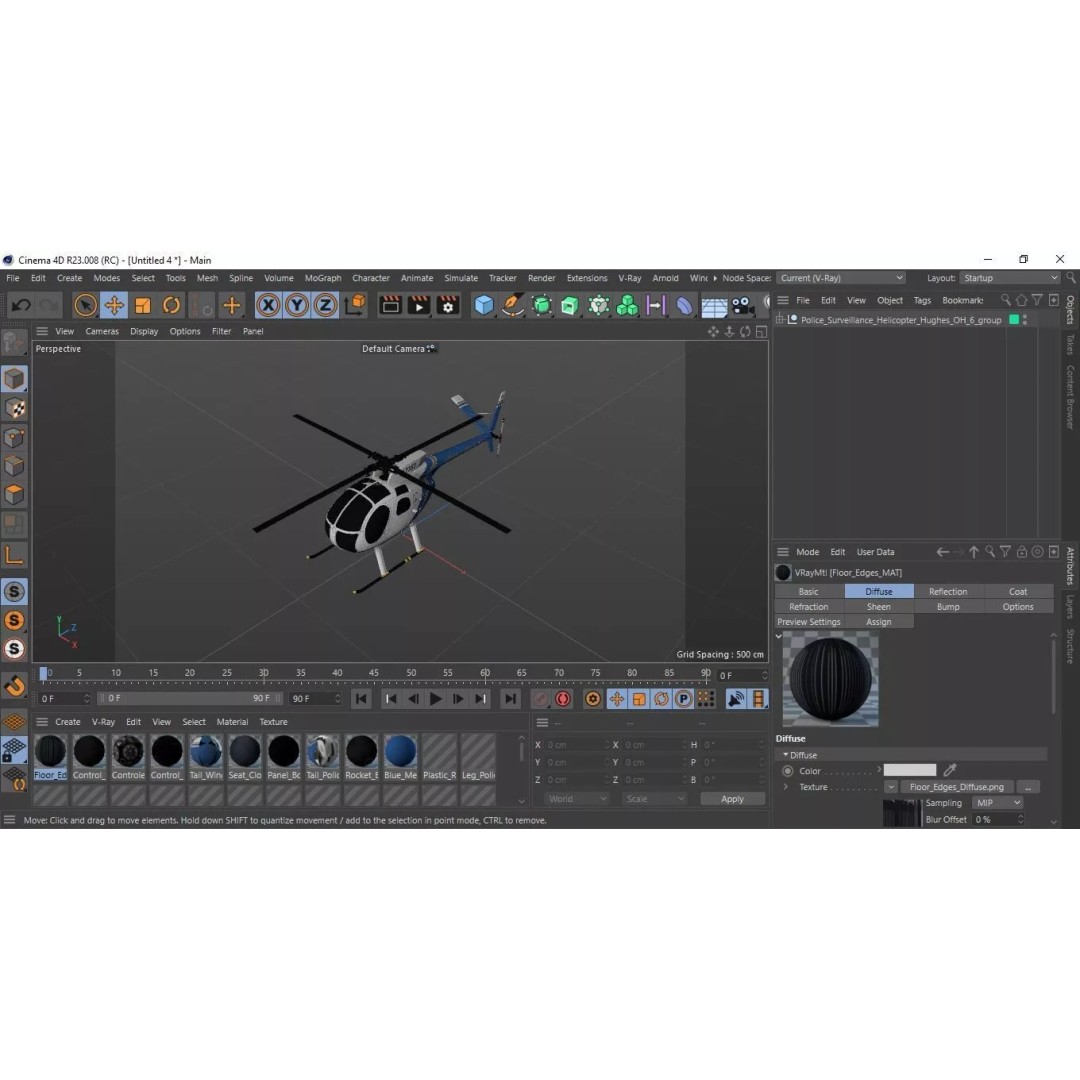 Hughes OH-6 Police Surveillance Helicopter 3D Model – PBR Game-Ready FBX - View 49