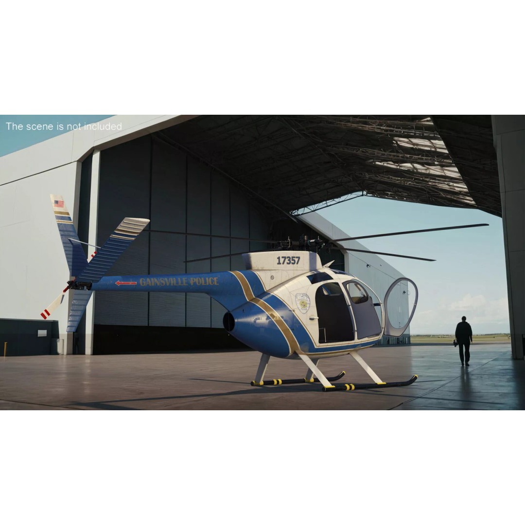Hughes OH-6 Police Surveillance Helicopter 3D Model – PBR Game-Ready FBX - View 5