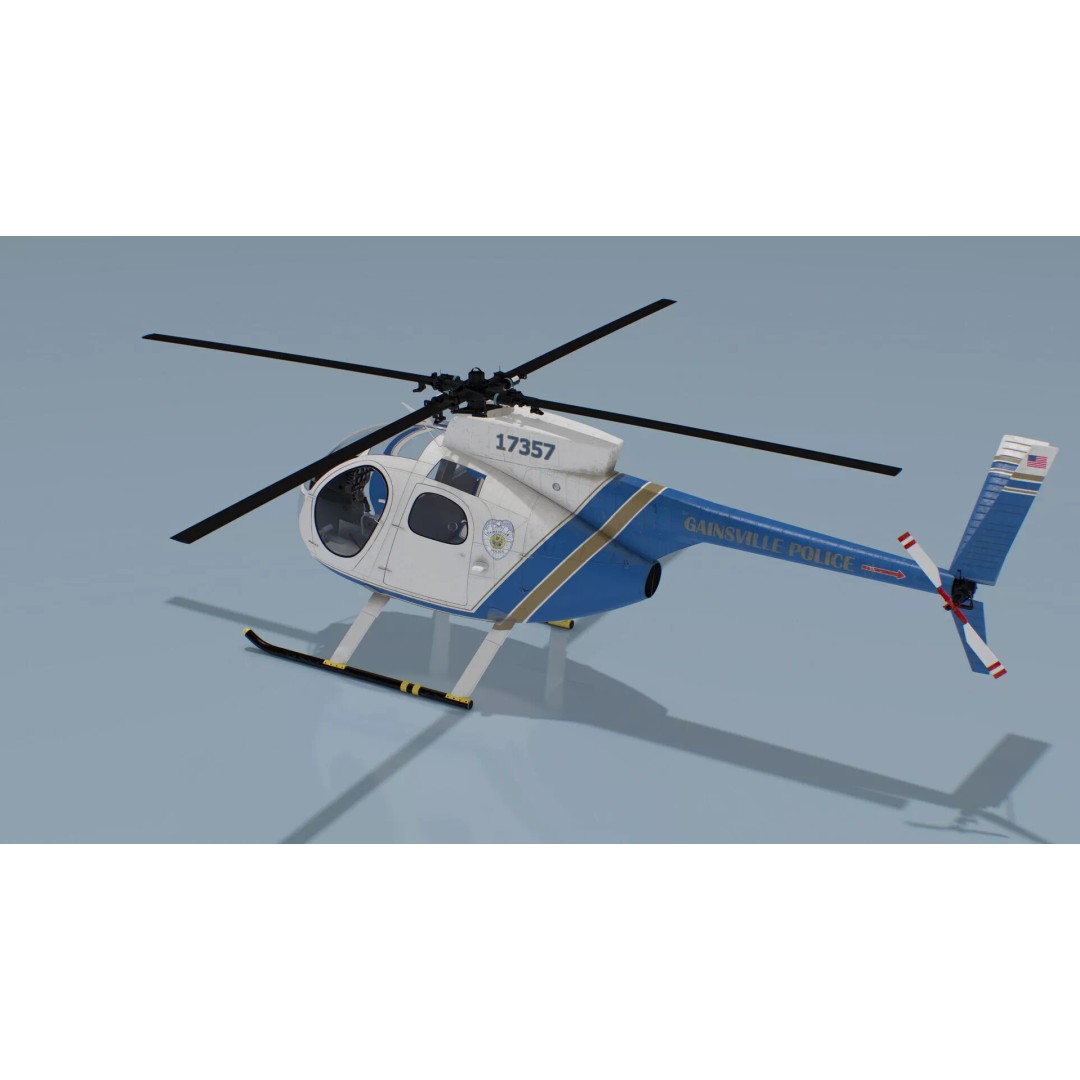 Hughes OH-6 Police Surveillance Helicopter 3D Model – PBR Game-Ready FBX - View 6