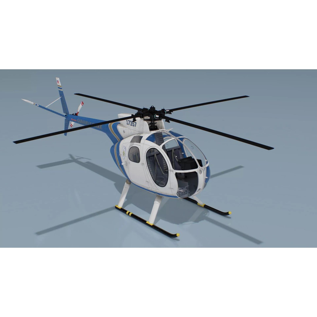 Hughes OH-6 Police Surveillance Helicopter 3D Model – PBR Game-Ready FBX - View 7