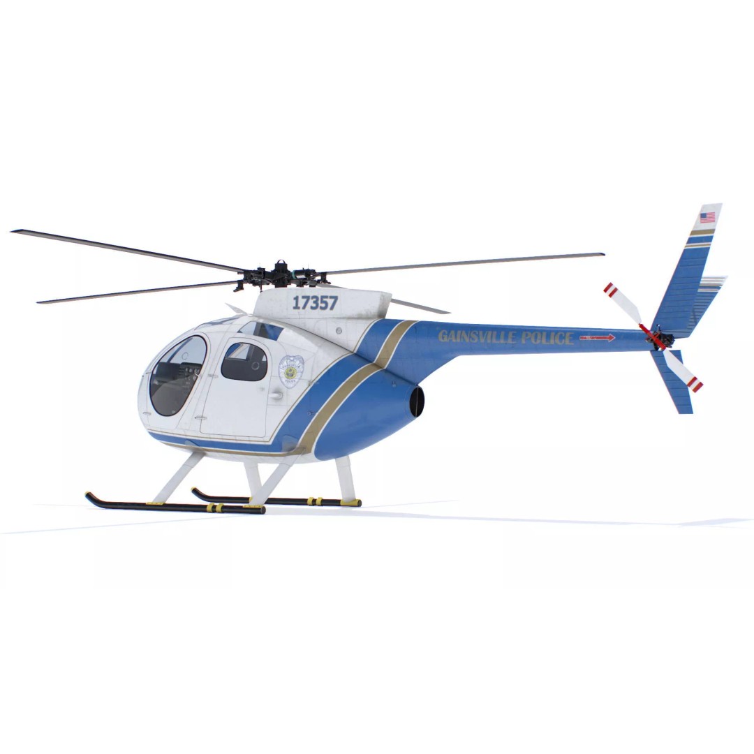 Hughes OH-6 Police Surveillance Helicopter 3D Model – PBR Game-Ready FBX - View 8
