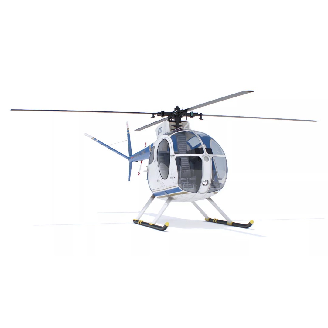 Hughes OH-6 Police Surveillance Helicopter 3D Model – PBR Game-Ready FBX - View 9