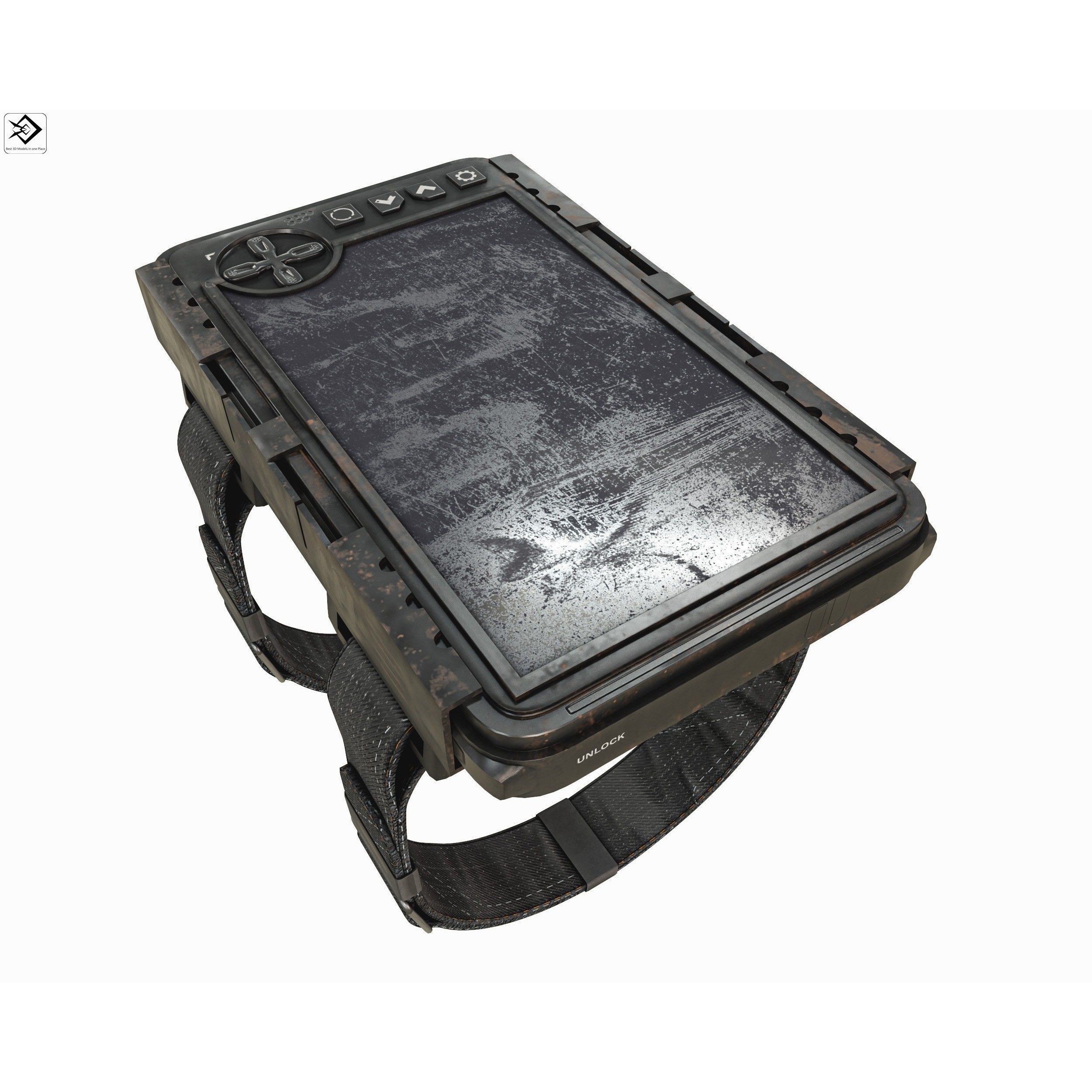 Military Wrist Tablet - Low-Poly Game-Ready 3D Model - View 9