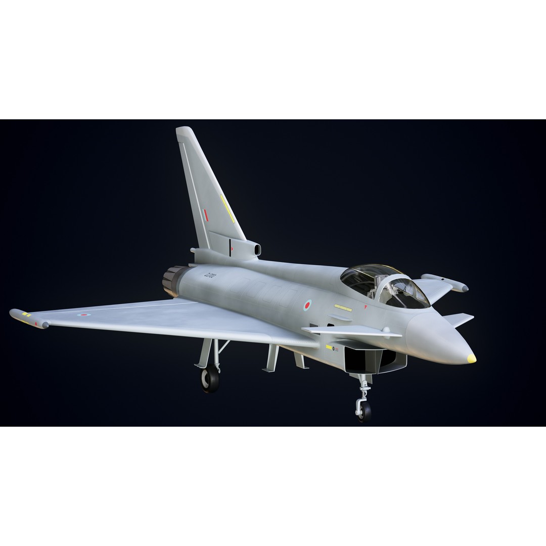 Eurofighter Typhoon 3D Model – Low Poly Military Jet, Game Ready - View 12