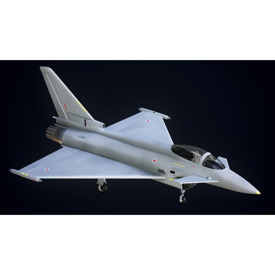 Eurofighter Typhoon 3D Model – Low Poly Military Jet, Game Ready - View 13