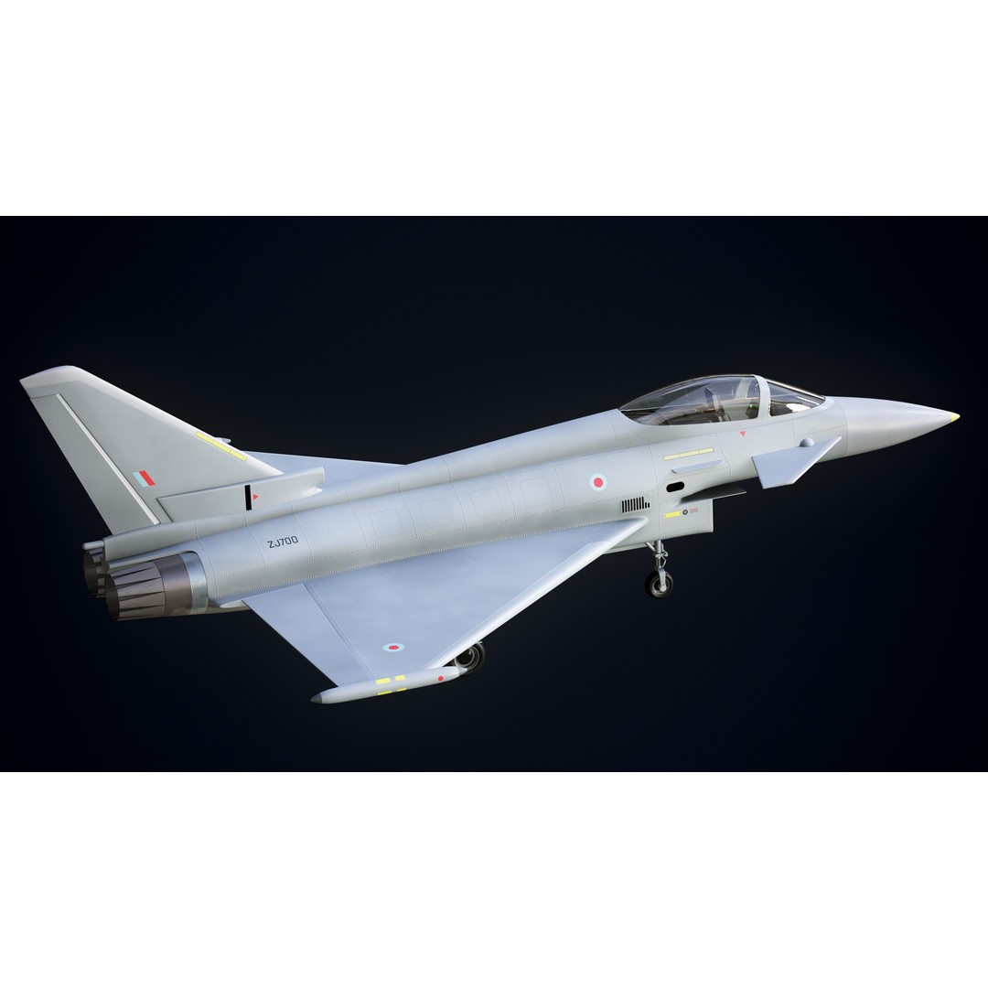 Eurofighter Typhoon 3D Model – Low Poly Military Jet, Game Ready - View 15