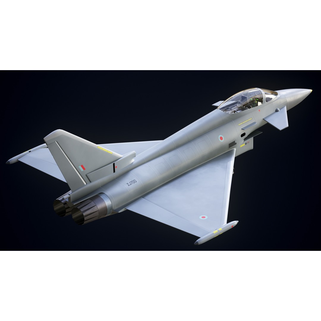 Eurofighter Typhoon 3D Model – Low Poly Military Jet, Game Ready - View 16
