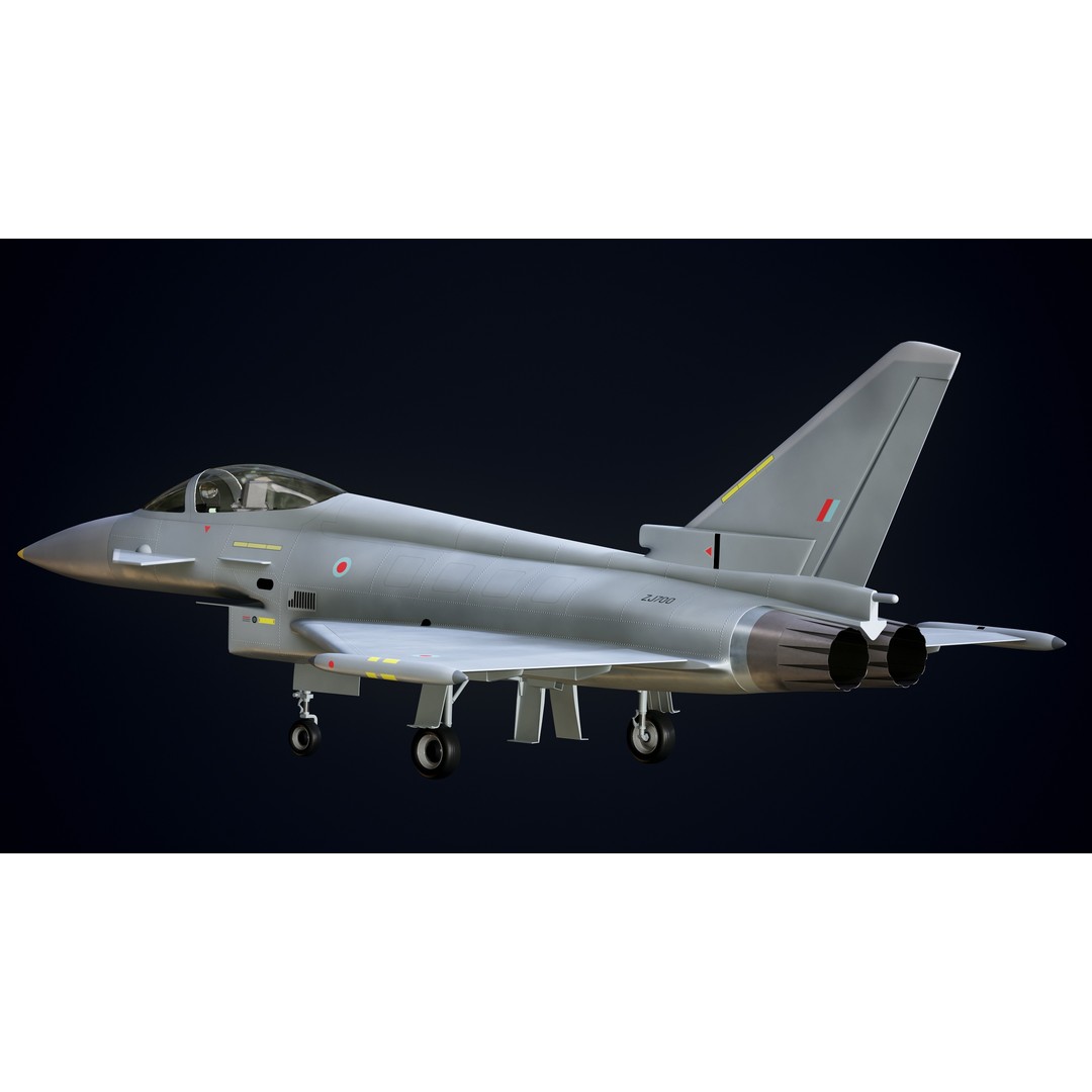 Eurofighter Typhoon 3D Model – Low Poly Military Jet, Game Ready - View 21