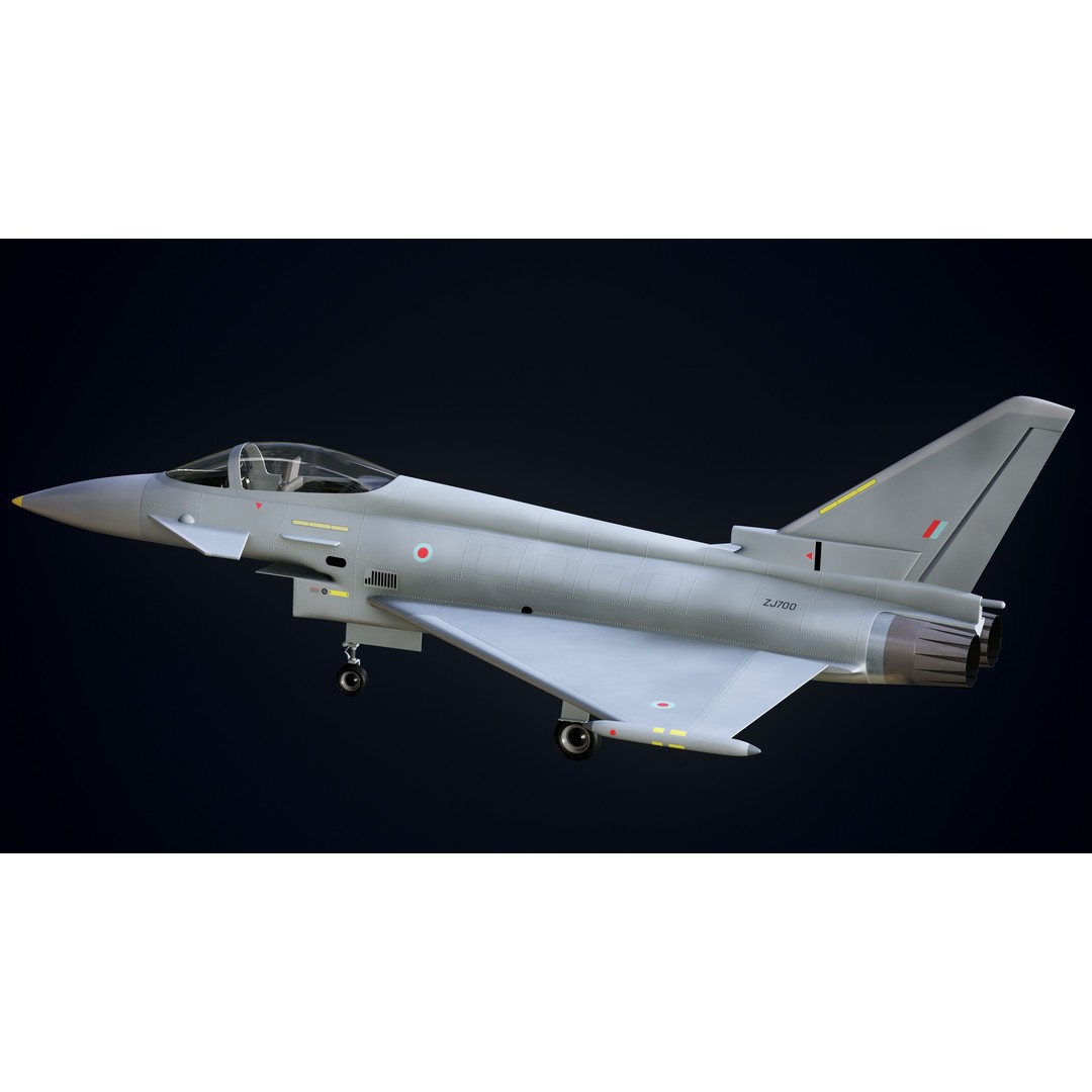 Eurofighter Typhoon 3D Model – Low Poly Military Jet, Game Ready - View 22