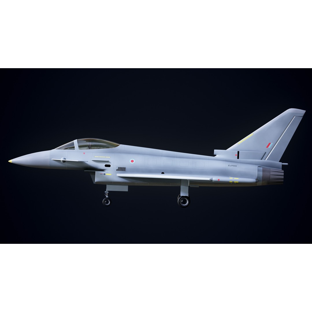 Eurofighter Typhoon 3D Model – Low Poly Military Jet, Game Ready - View 23