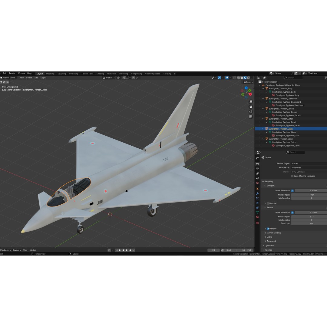 Eurofighter Typhoon 3D Model – Low Poly Military Jet, Game Ready - View 26