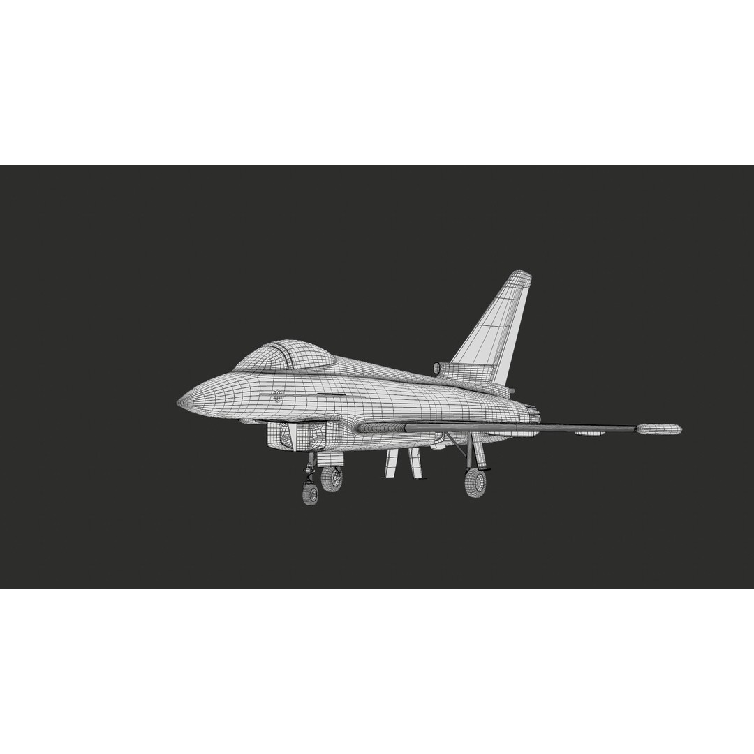 Eurofighter Typhoon 3D Model – Low Poly Military Jet, Game Ready - View 32