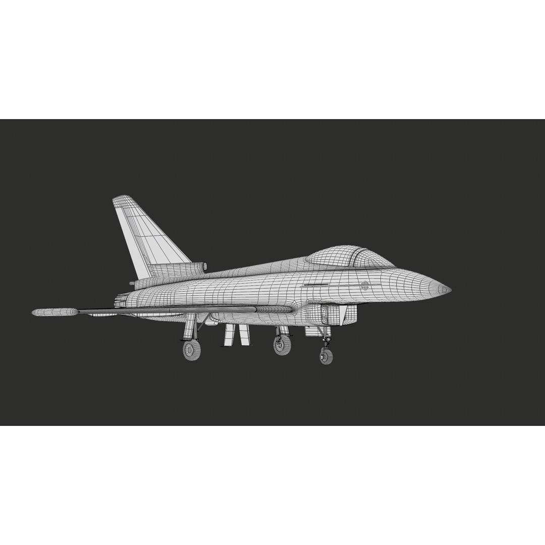 Eurofighter Typhoon 3D Model – Low Poly Military Jet, Game Ready - View 38