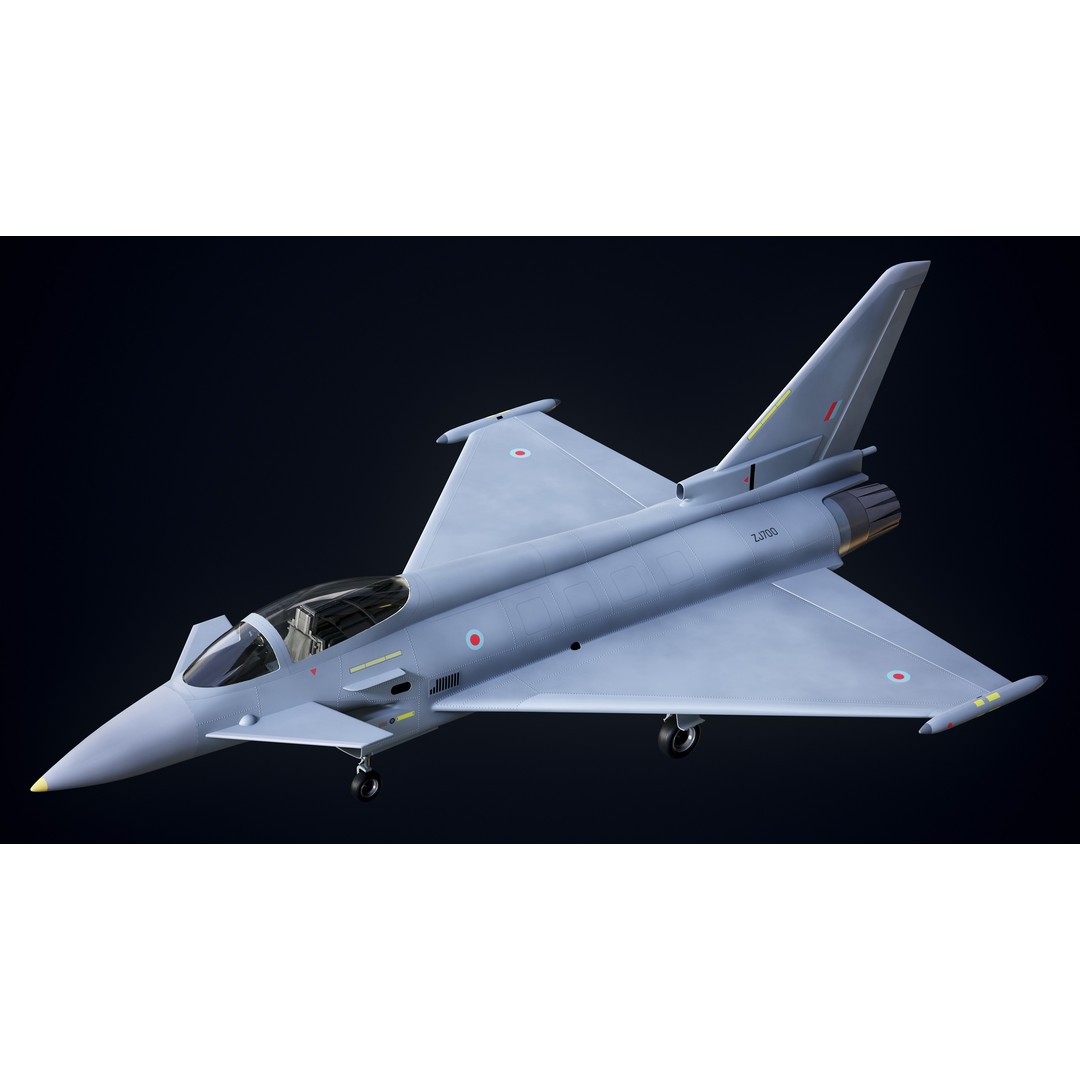 Eurofighter Typhoon 3D Model – Low Poly Military Jet, Game Ready - View 4
