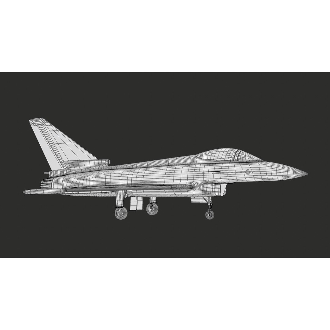 Eurofighter Typhoon 3D Model – Low Poly Military Jet, Game Ready - View 40