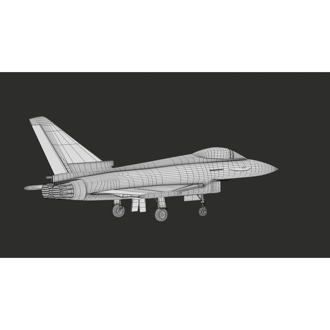 Eurofighter Typhoon 3D Model – Low Poly Military Jet, Game Ready - View 45