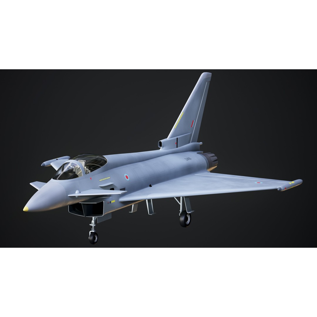 Eurofighter Typhoon 3D Model – Low Poly Military Jet, Game Ready - View 9