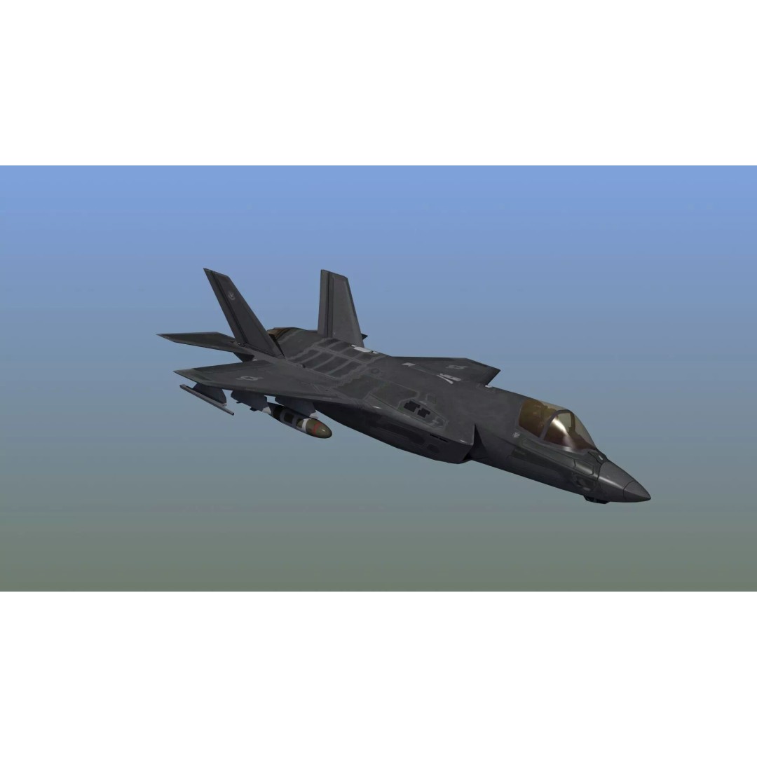 F35A Lightning II 3D Model – Low Poly Military Aircraft, FBX - View 3
