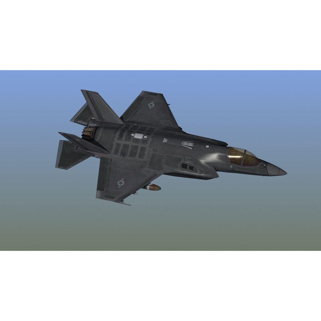 F35A Lightning II 3D Model – Low Poly Military Aircraft, FBX - View 4