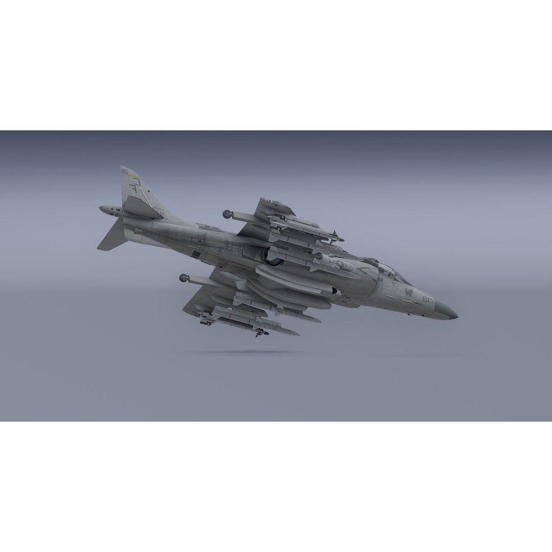 H-rier Plus Fighter Jet 3D Model – Low Poly Aircraft for Animation - View 12