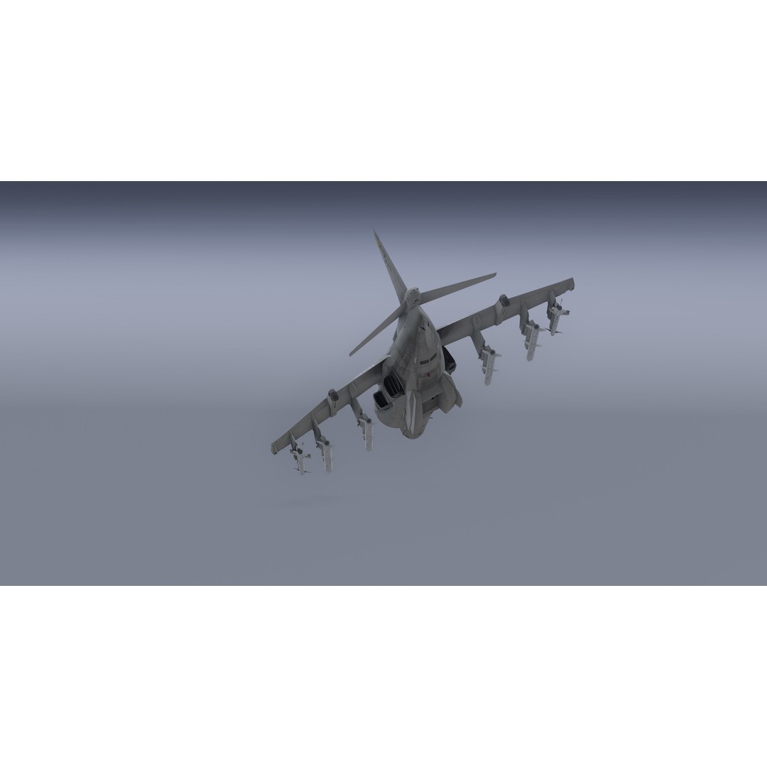 H-rier Plus Fighter Jet 3D Model – Low Poly Aircraft for Animation - View 15