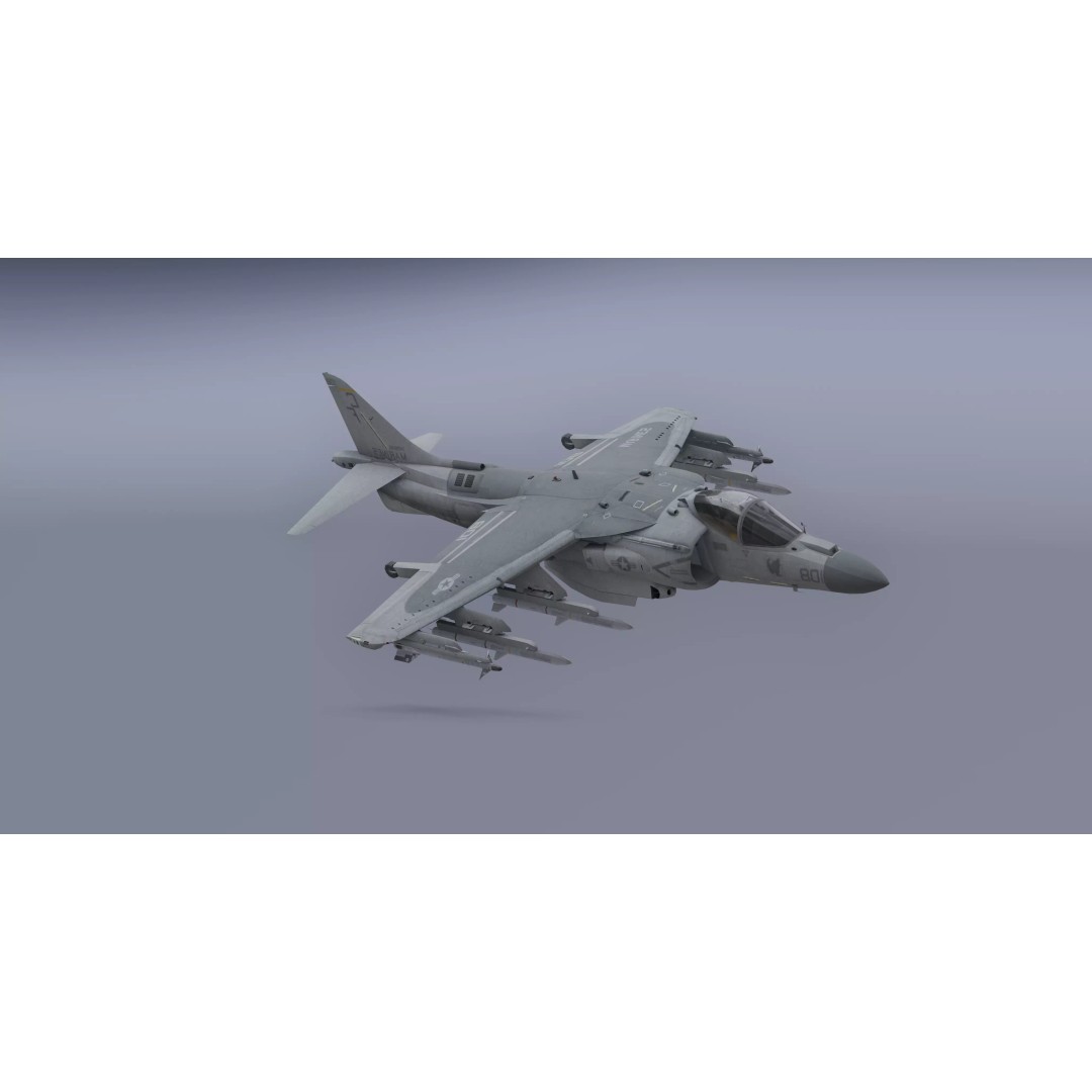 H-rier Plus Fighter Jet 3D Model – Low Poly Aircraft for Animation - View 2