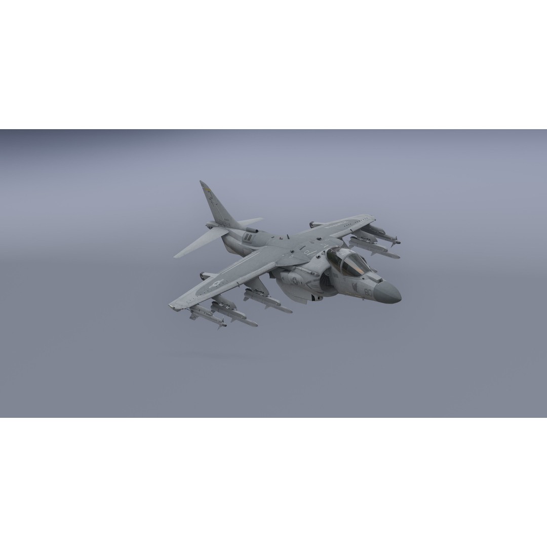 H-rier Plus Fighter Jet 3D Model – Low Poly Aircraft for Animation - View 3
