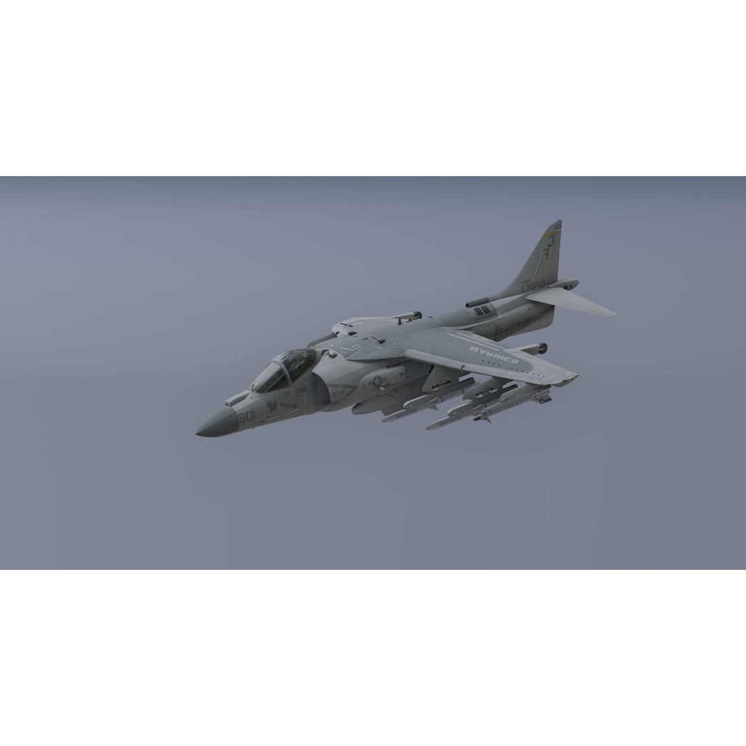 H-rier Plus Fighter Jet 3D Model – Low Poly Aircraft for Animation - View 5