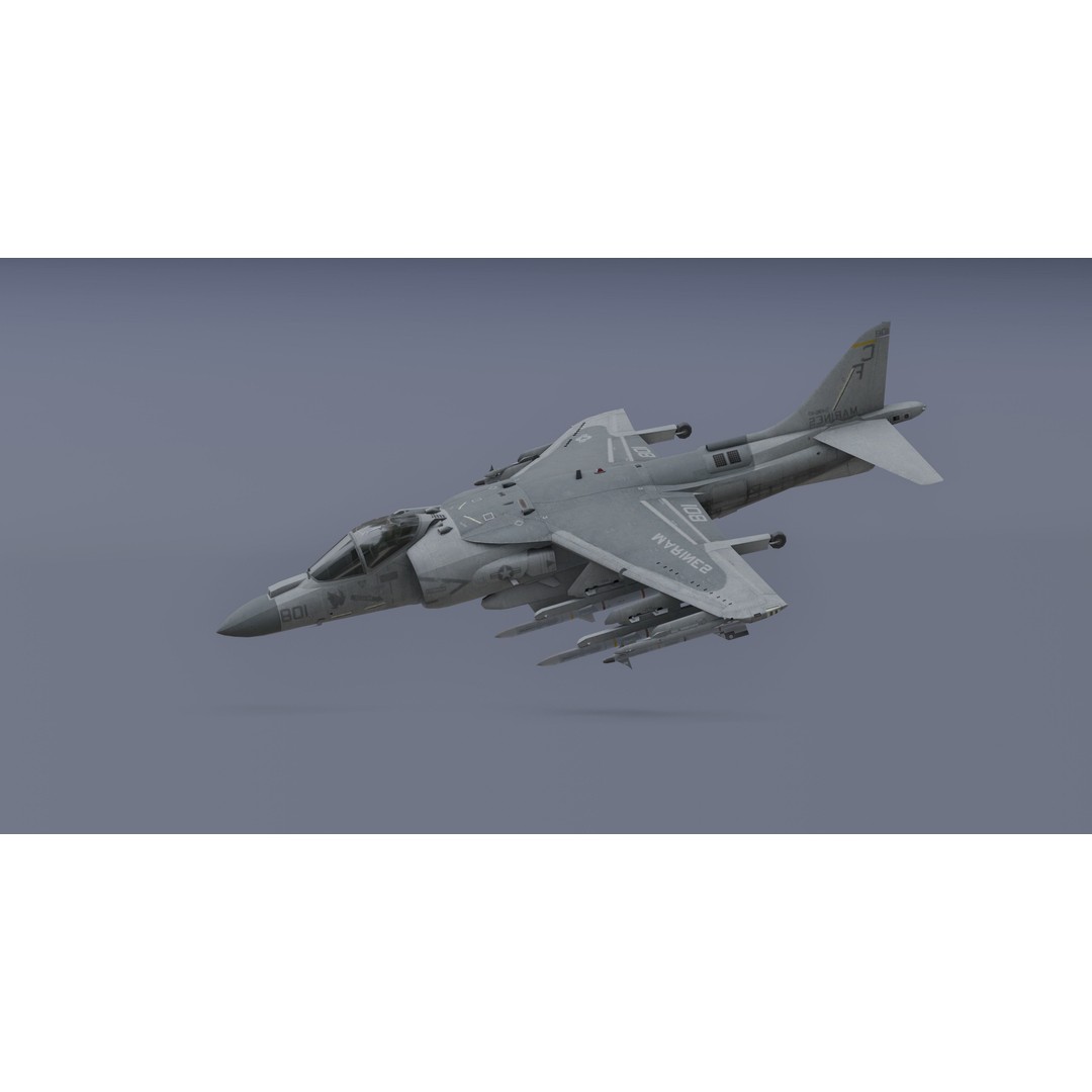 H-rier Plus Fighter Jet 3D Model – Low Poly Aircraft for Animation - View 6