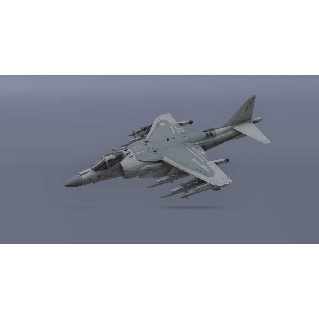 H-rier Plus Fighter Jet 3D Model – Low Poly Aircraft for Animation - View 7