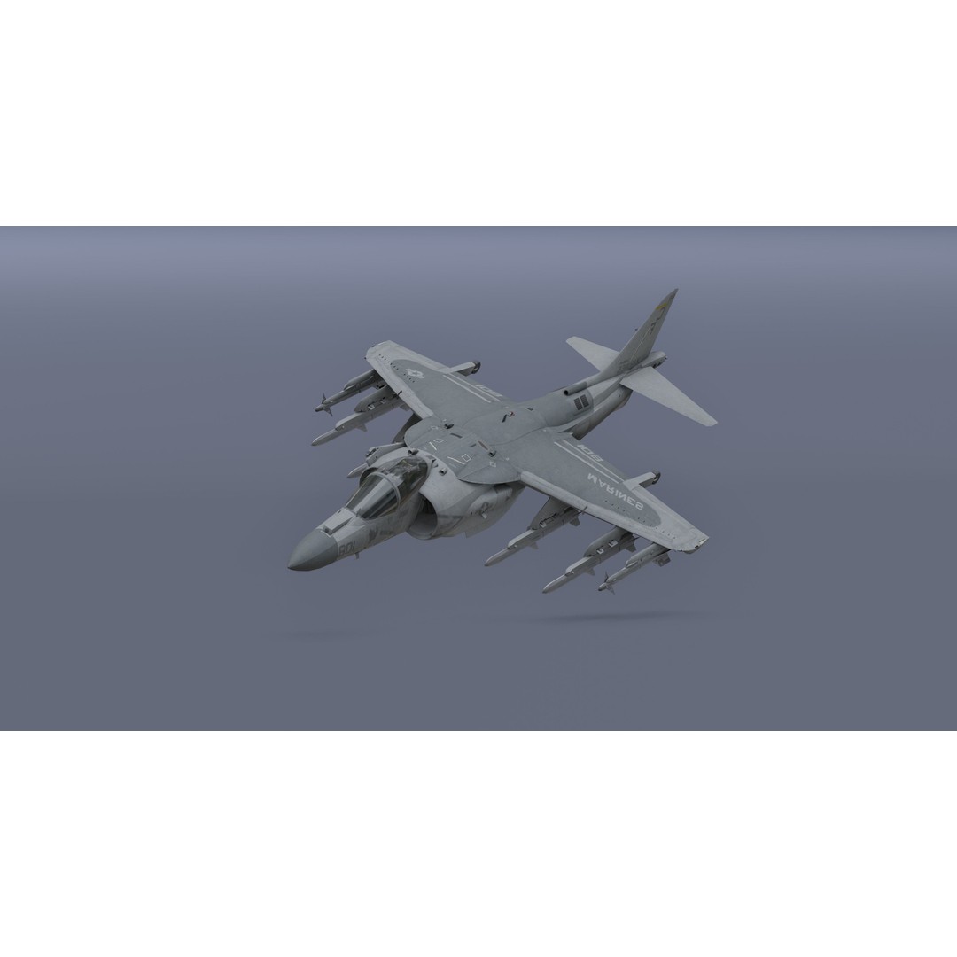 H-rier Plus Fighter Jet 3D Model – Low Poly Aircraft for Animation - View 8