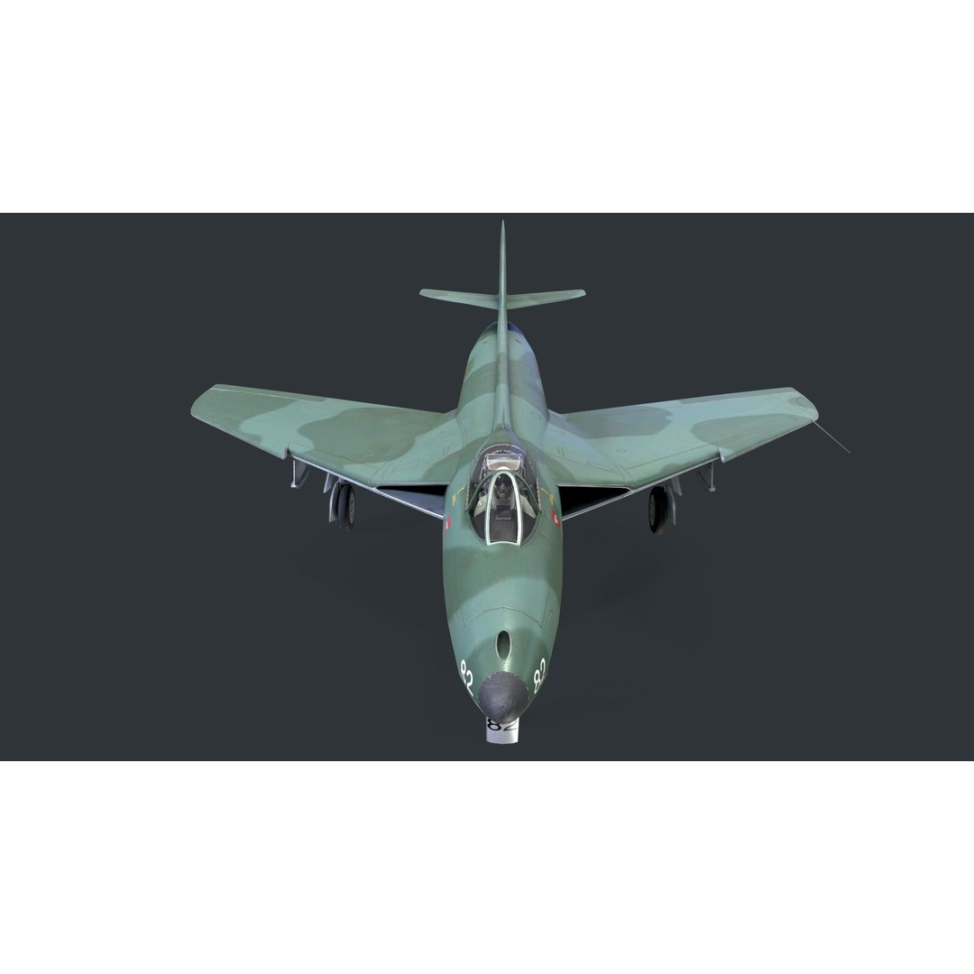 Hawker Hunter MK56 3D Model – Low Poly Game-Ready Aircraft, FBX - View 10