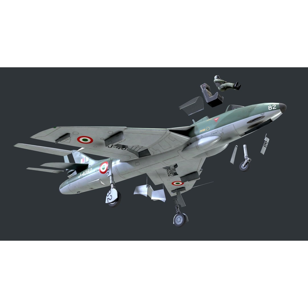 Hawker Hunter MK56 3D Model – Low Poly Game-Ready Aircraft, FBX - View 12