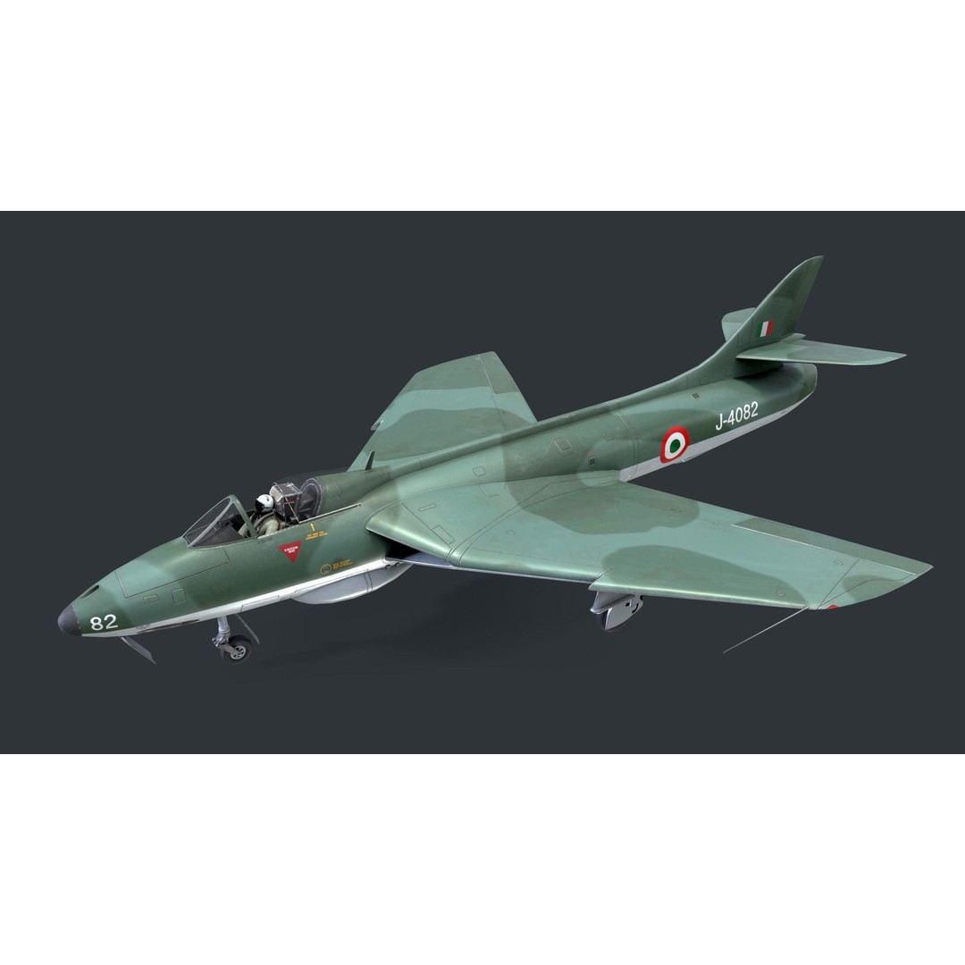 Hawker Hunter MK56 3D Model – Low Poly Game-Ready Aircraft, FBX - View 13