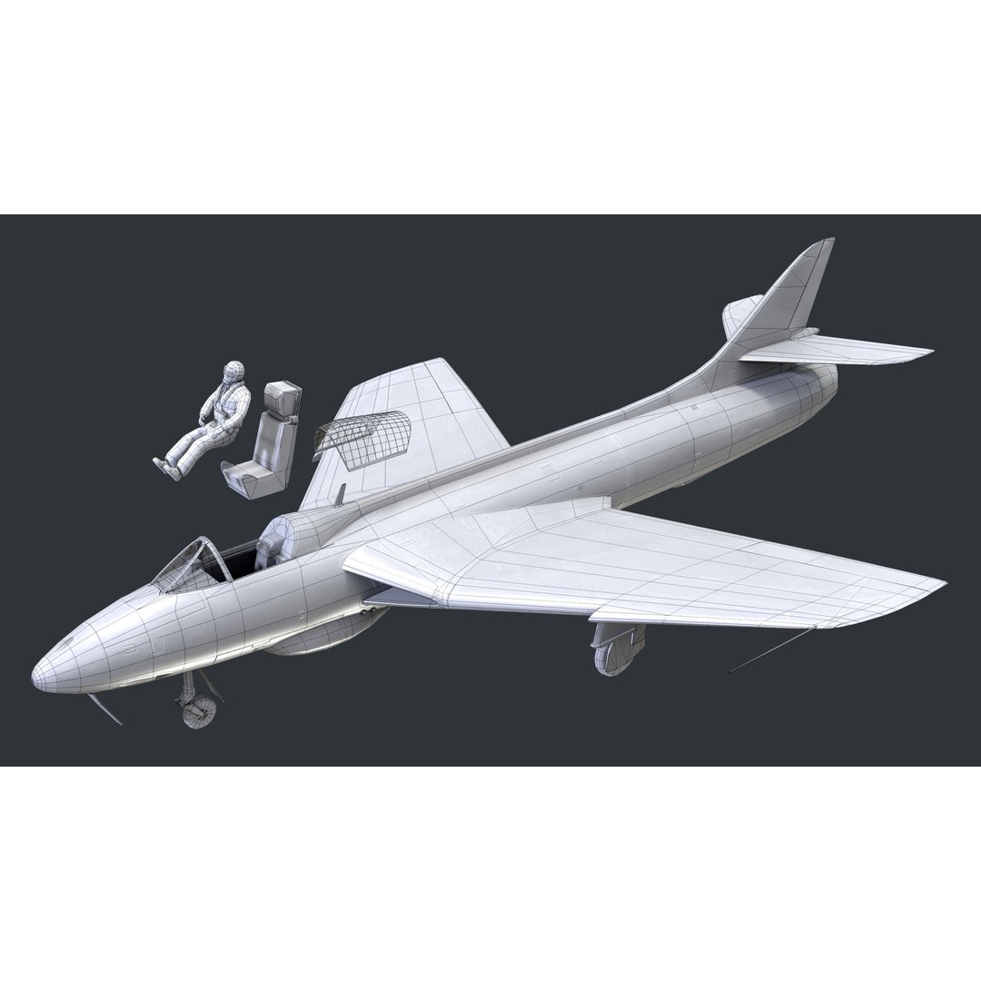 Hawker Hunter MK56 3D Model – Low Poly Game-Ready Aircraft, FBX - View 17