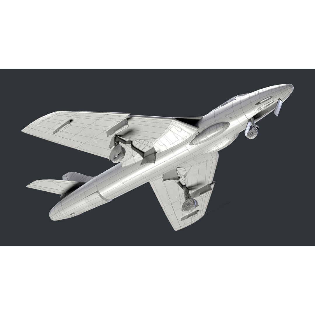 Hawker Hunter MK56 3D Model – Low Poly Game-Ready Aircraft, FBX - View 18