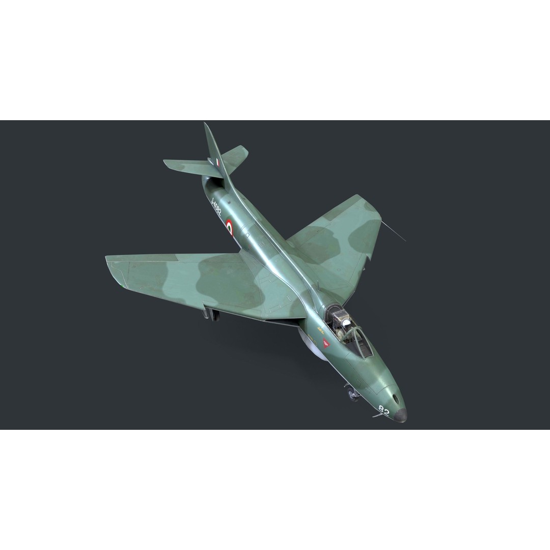 Hawker Hunter MK56 3D Model – Low Poly Game-Ready Aircraft, FBX - View 3